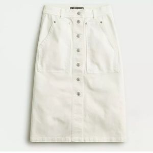 J.CREW Point Sur Button-fly cargo denim skirt white size 10